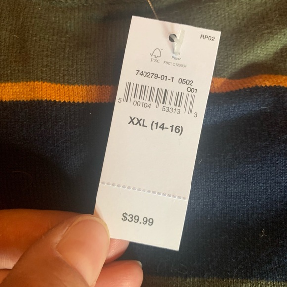 👚 2/$15 Gap Kids Adorable Striped Lightweight Sweater, Size XXL 14-16, NWT! - Picture 4 of 7